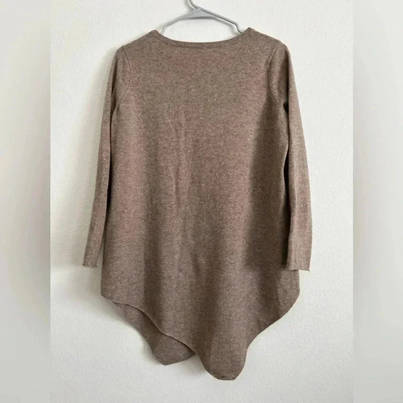 Joie Wool Cashmere Tunic Sweater Womens Medium Brown Long Sleeve Asymmetrical - Picture 6 of 7